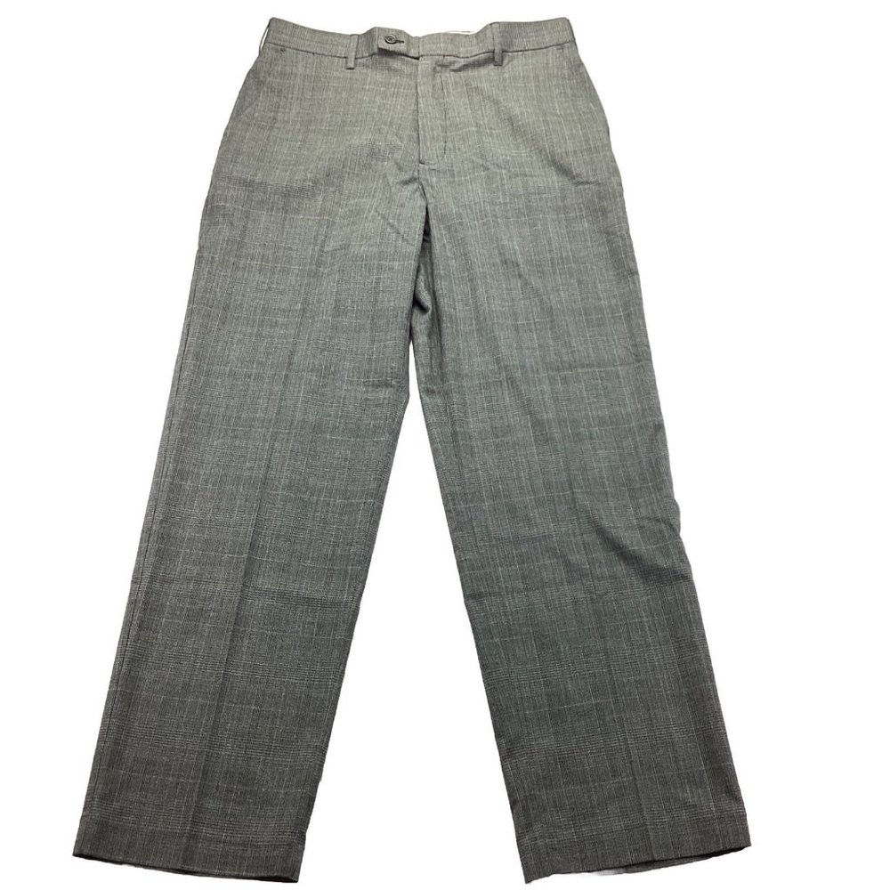 Alan Flusser Golf Men’s Dress Pants Size 33x32 Gray Plaid Flat Front